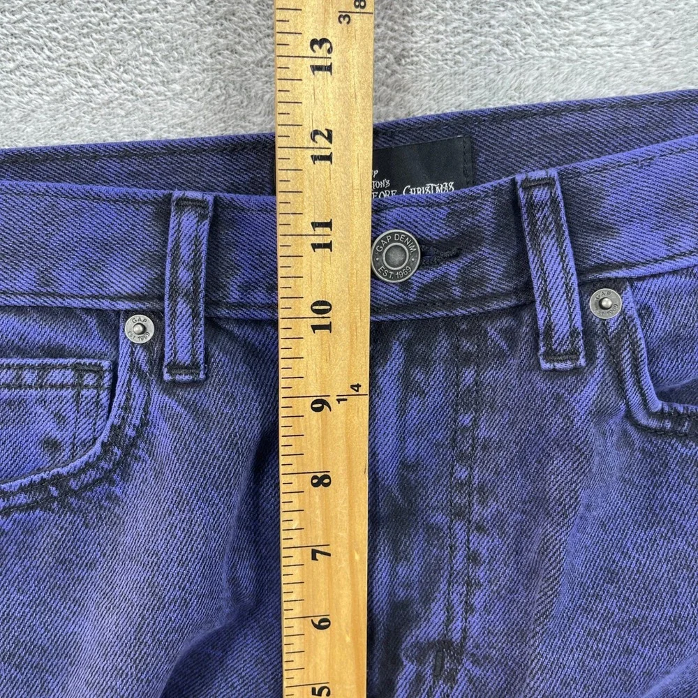 Gap x Disney Jeans Women 24 Iris Blue Nightmare Before Xmas Horseshoe Barrel Leg